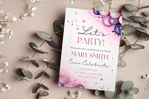 Pink & Purple Balloon Invite