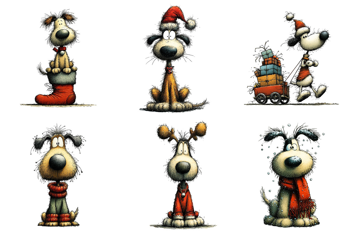 Whimsical Christmas Dog Clipart, an Illustration by Craft Nest (Photo 4 of 10)