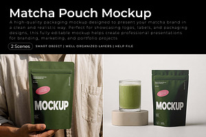 Matcha Pouch Mockup, a Packaging Mockup by Pitchlook.Studio