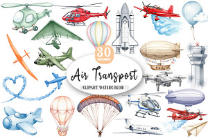 Air Transport Watercolor Clipart, an Illustration by Watercolor design