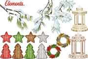 Christmas Robins watercolors, a Seasonal Illustration by Happy Sloth Graphics (Thumbnail 5 of 19)