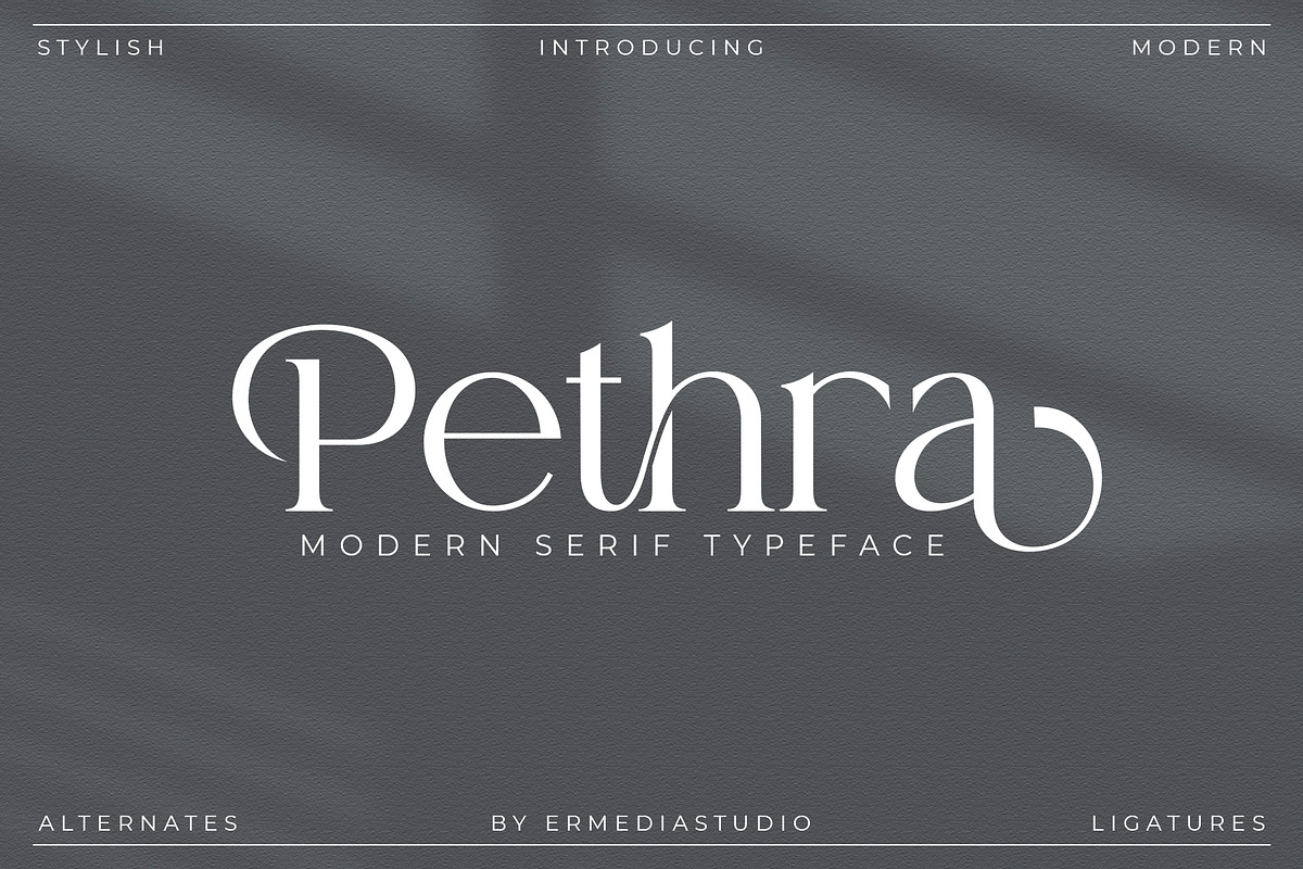 Pethra - Modern Serif Font, a Serif Font by Ermedia Studio (Photo 1 of 12)