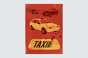 Taxi retro grunge vector poster set., a Transportation Illustration by PoPaShop (Thumbnail 8 of 15)