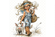 Girl And Piglet Clipart JPG, a Person Illustration by Memories By Lea (Thumbnail 13 of 19)