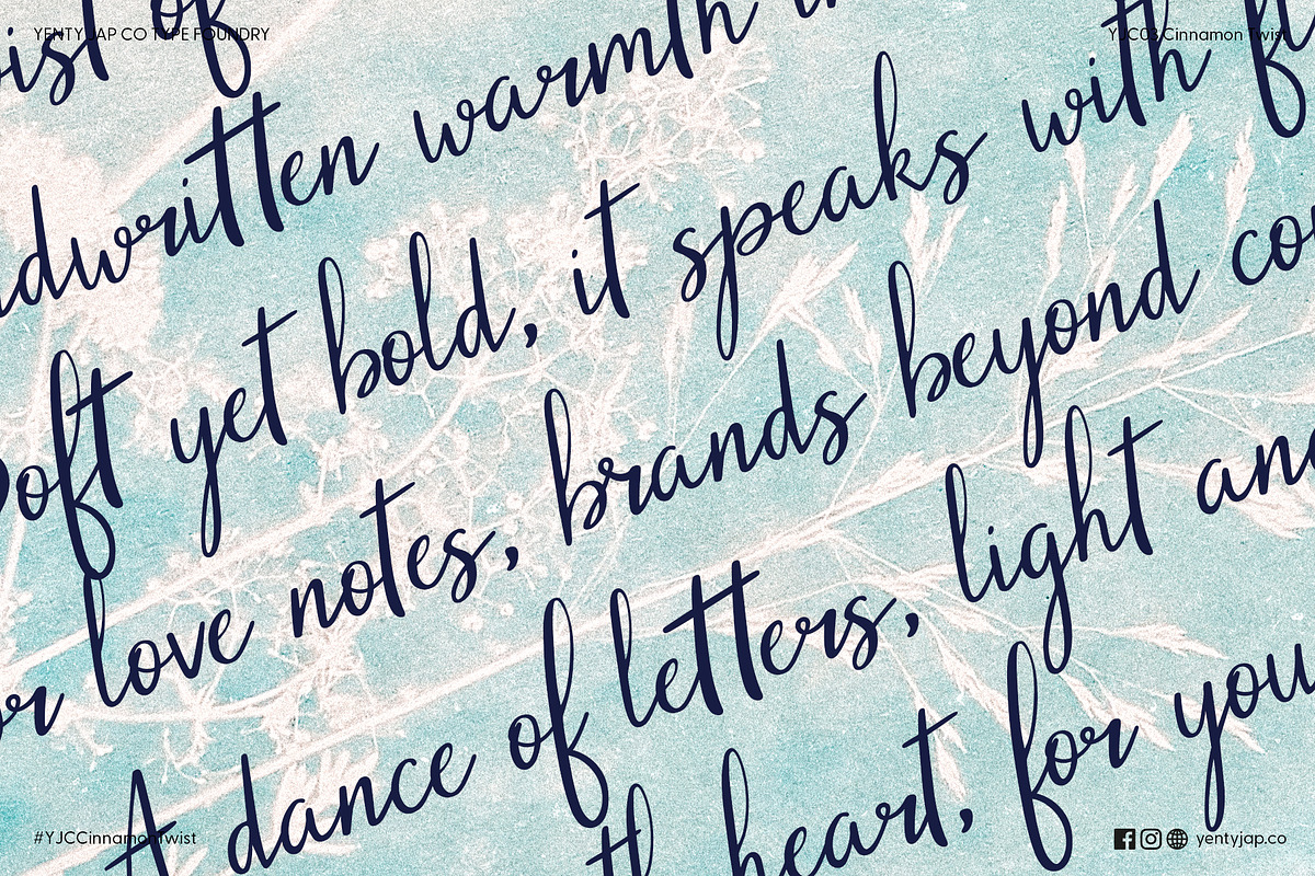 YJC Cinnamon Twist, a Script Font by YENTY JAP CO (Photo 7 of 7)
