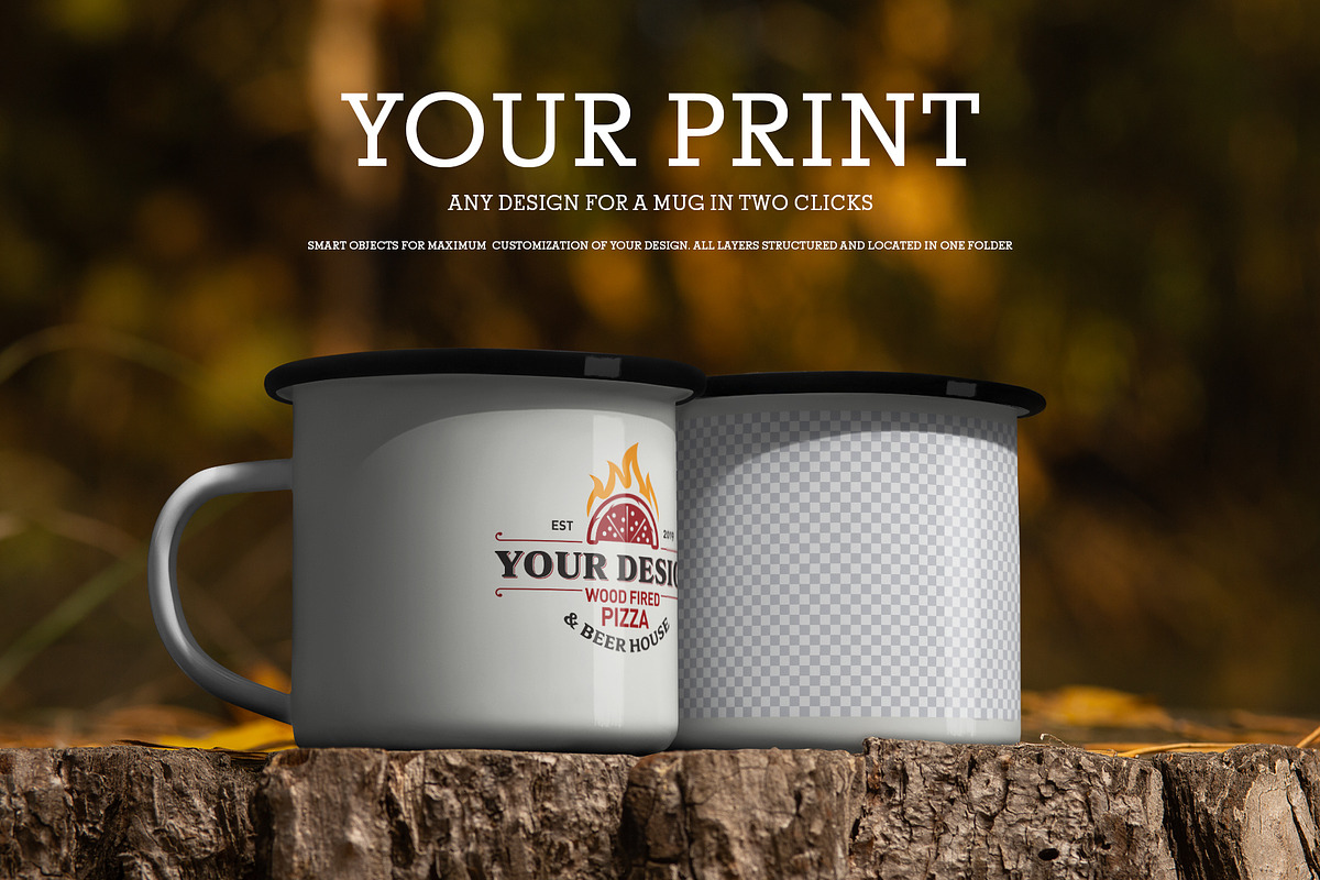 6 Enamel Mug Mockup. Rustic Outdoor, a Cups & Container Mockup by Grow Design Craft Studio (Photo 4 of 6)