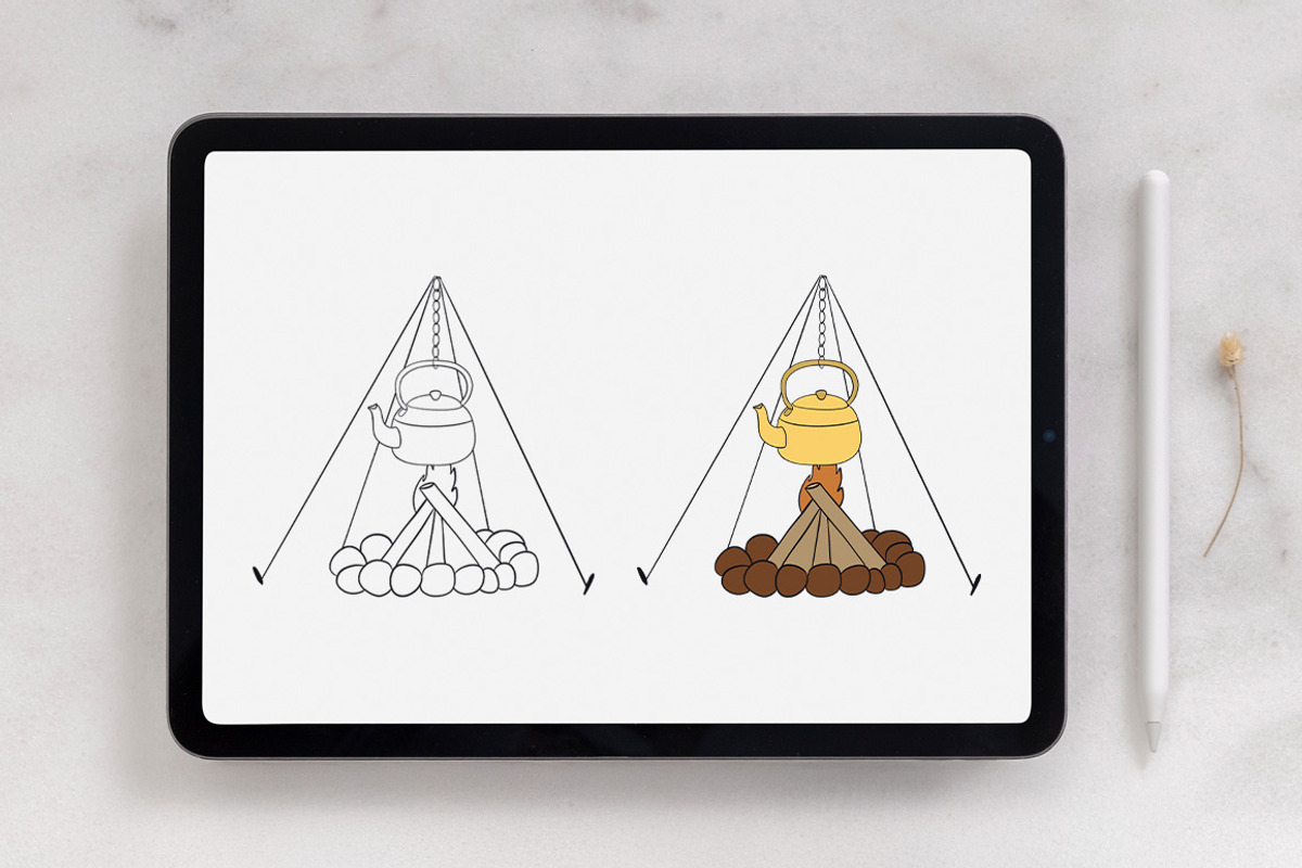 30 Procreate Stamps – Camping set, a Brush Add-On by Mari_Caliart (Photo 3 of 11)