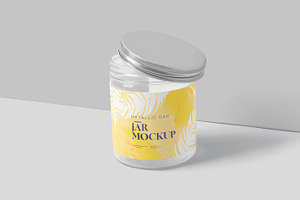 Metallic Cap Transparent Jar Mockups