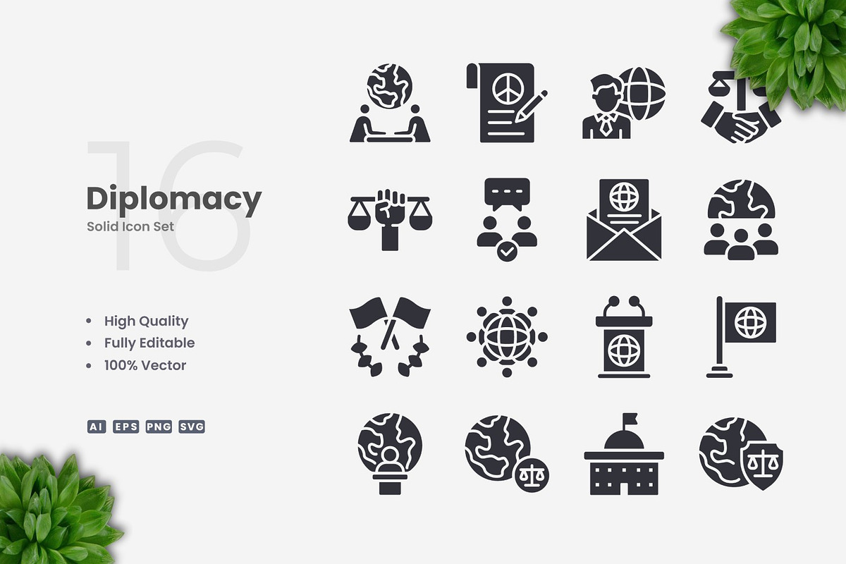 Diplomacy Solid Icons, an Icon by Upnowgraphic