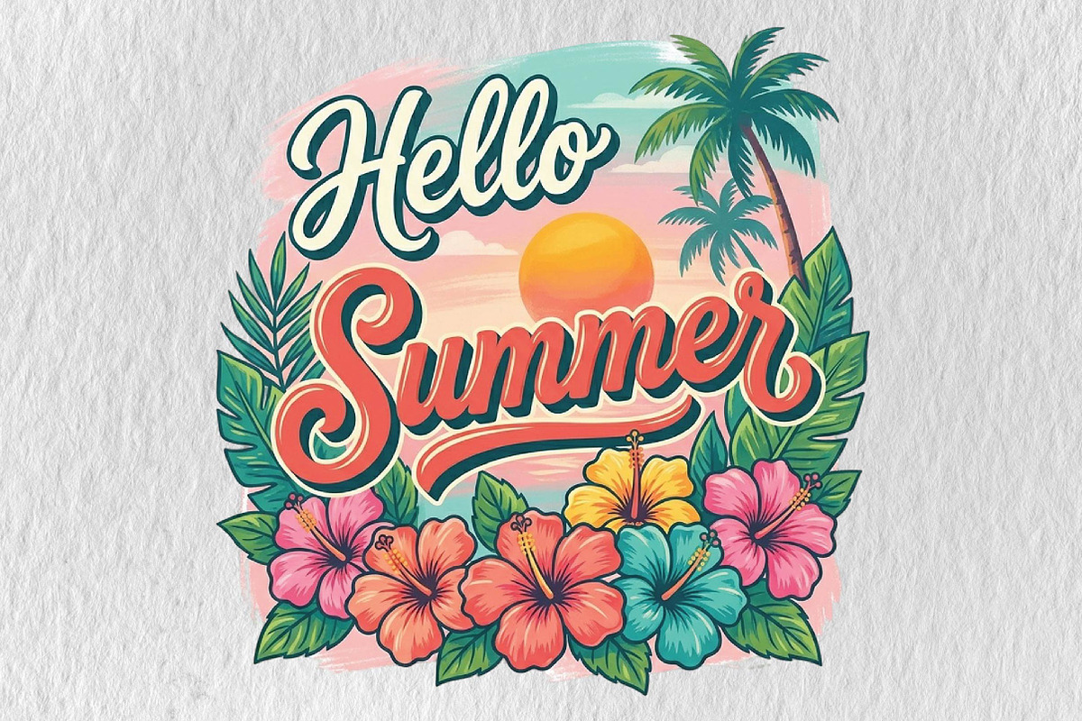 Hello Summer Tropical Floral PNG, a Seasonal Illustration by DreamPrint404 (Photo 1 of 6)