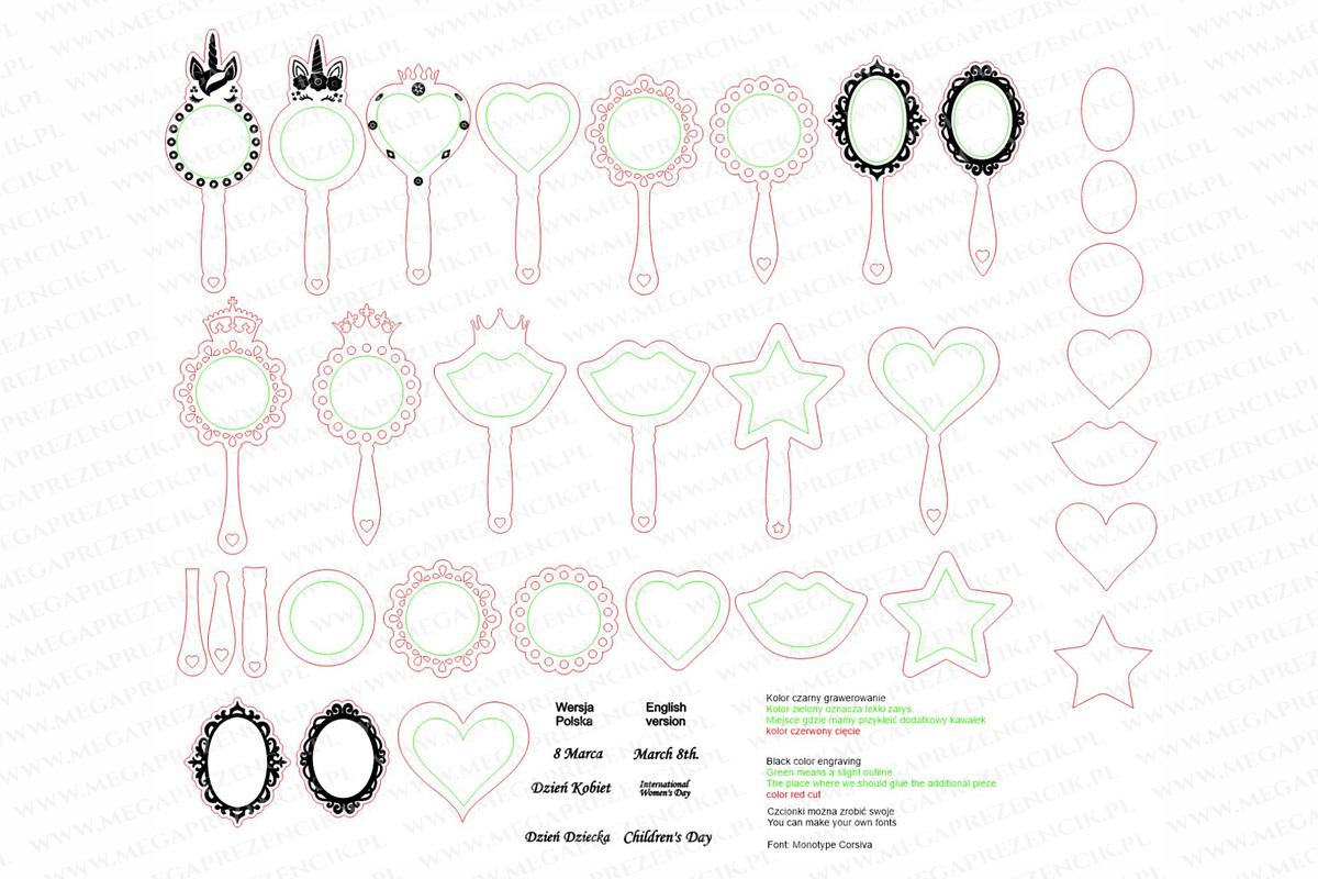 Set of mirrors for girls laser cut, a Pattern Graphic by MegaPrezencik (Photo 6 of 6)
