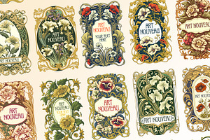 103 Labels Art Nouveau - PSD, PNG