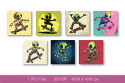 Alien on skateboarding. TShirt, an Animal Illustration by KENO Mascots (Thumbnail 3 of 10)