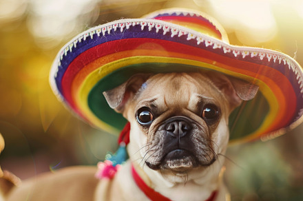 Cute Dogs in Colorful Sombreros, an Abstract Photo by Natalia Klenova's Shop