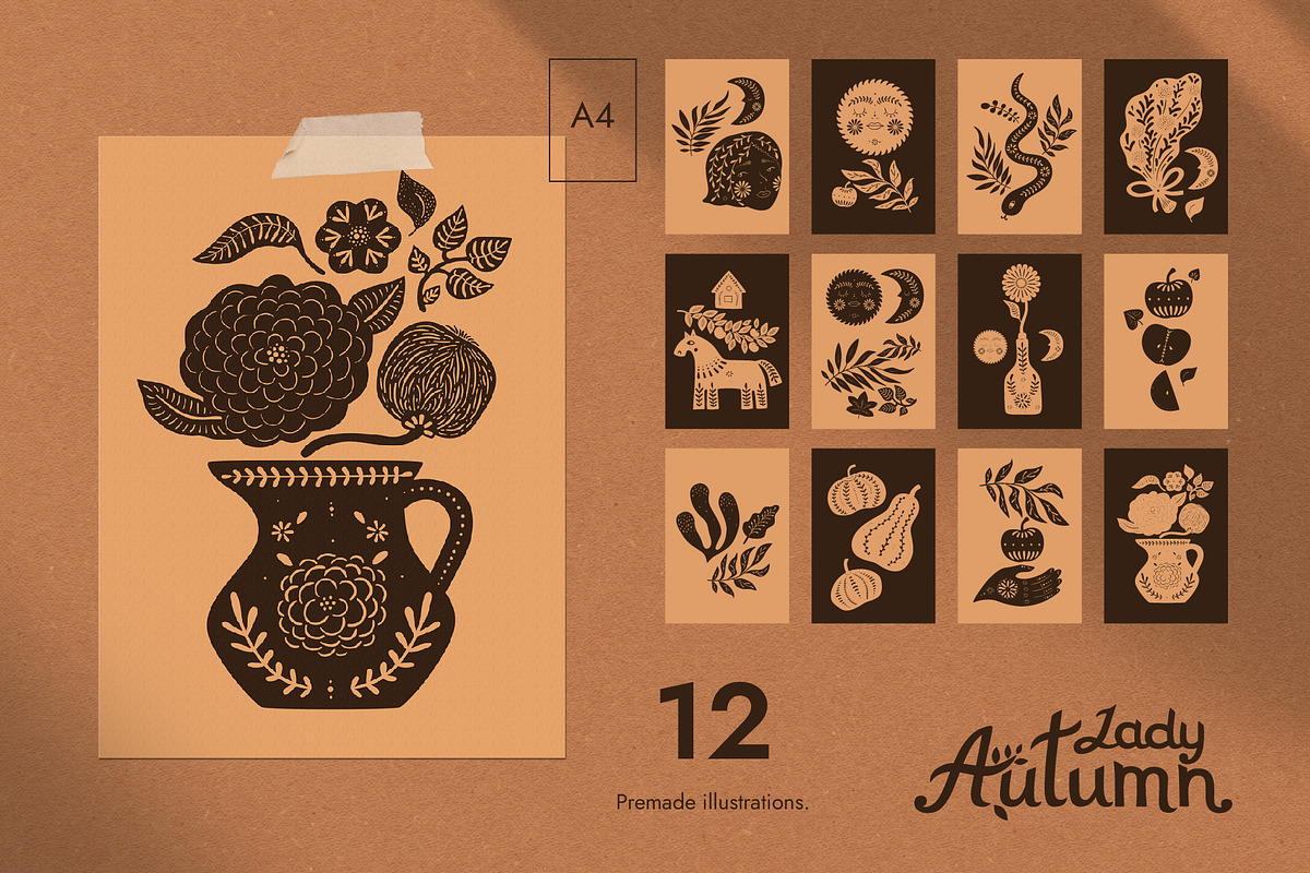 Lady Autumn. Vector feminine mystery, an Object Graphic by anna khramtsova (Photo 8 of 14)