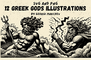 Greek Gods Mythology Bundle SVG PNG, a Person Illustration by Ray Crimson