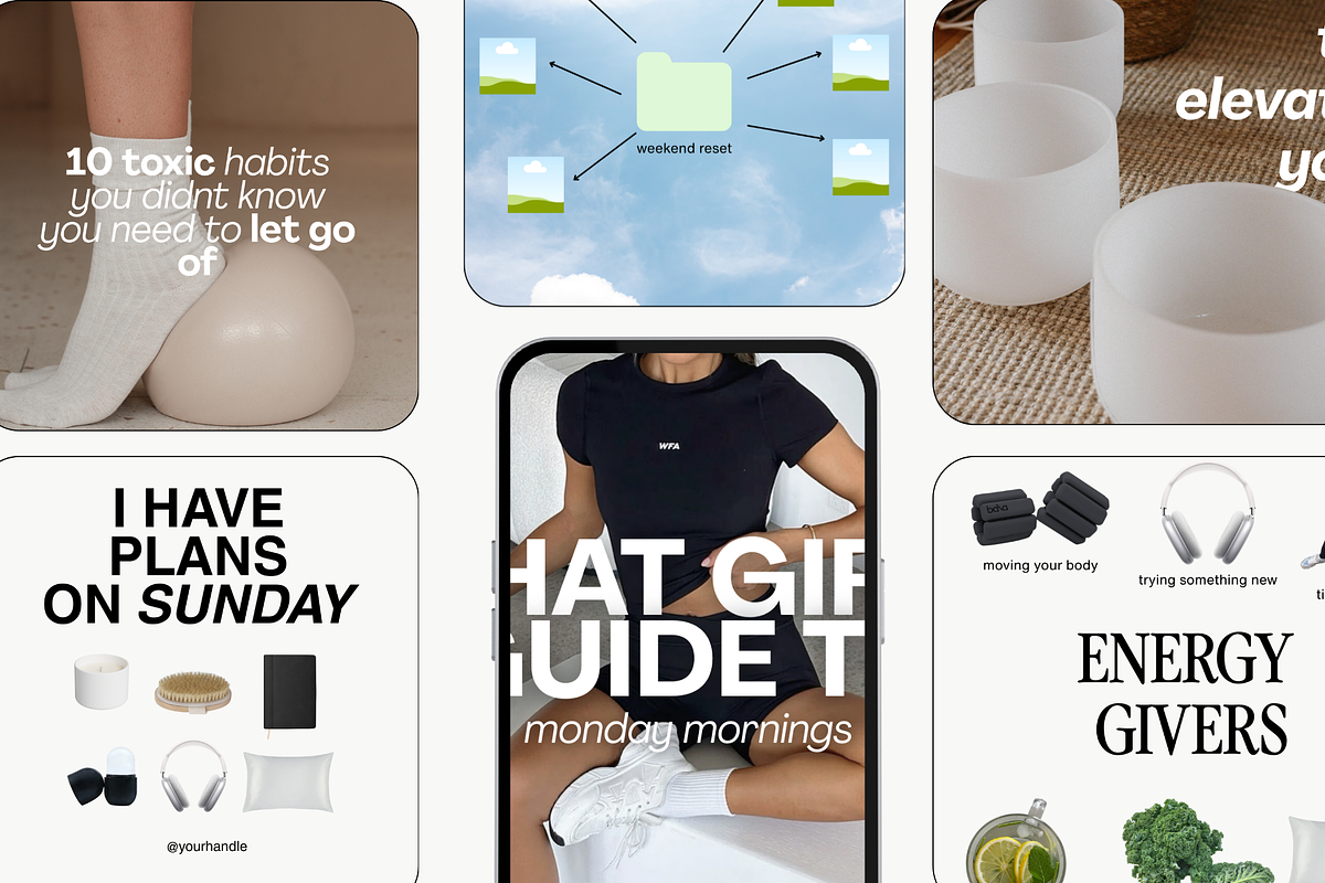 Wellness Instagram Template Bundle, a Templates & Theme by Gentle Glow Club (Photo 1 of 5)