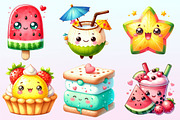 Kawaii Sweet Summer Food Clipart, a Graphic by CitraGraphics (Thumbnail 2 of 4)