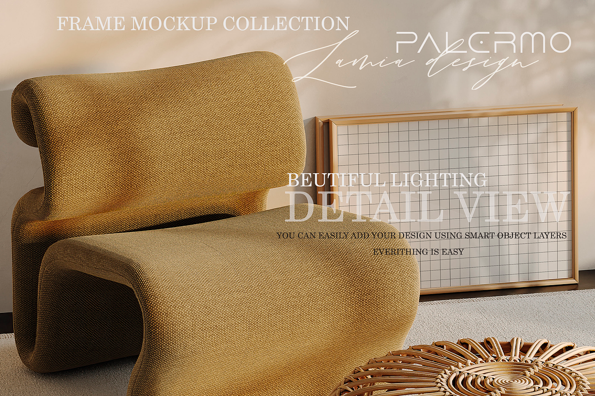 Palermo Room & Natural Frame Mockup, a Household Mockup by LAMIA DESIGN (Photo 8 of 21)