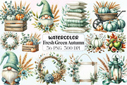 Mint Fresh Green Autumn Clipart, an Illustration by CraftArtStudio (Thumbnail 1 of 6)