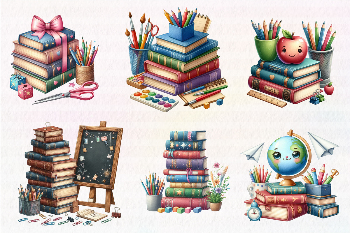 Back to School Books Stack, an Illustration by CreationArt (Photo 5 of 6)