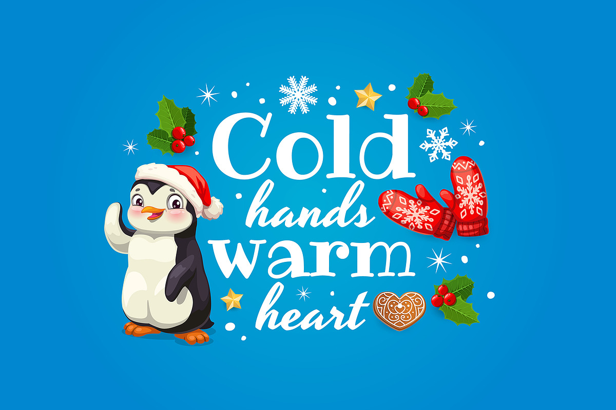 Christmas quote cold hands warm, an Illustration by Vector Tradition (Photo 3 of 3)