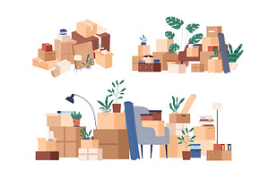 Cardboard boxes for relocation set, an Object Illustration by Good Studio