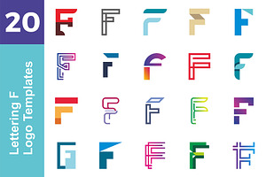 20 Logo Lettering F Template Bundle