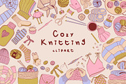 Cozy Knitting Clipart, an Object Illustration by ElenKoss (Thumbnail 1 of 7)