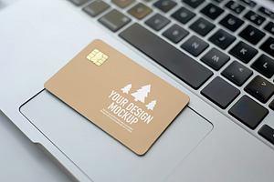 Credit Card Mockup On A Laptop