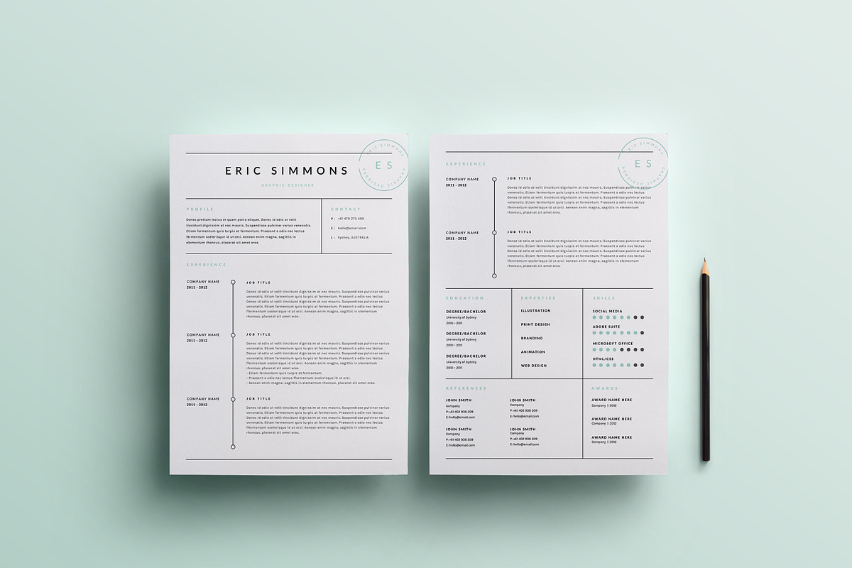 3 Page Resume Template | INDD + DOCX, a Resume Template by BlackDotResumes (Photo 3 of 6)