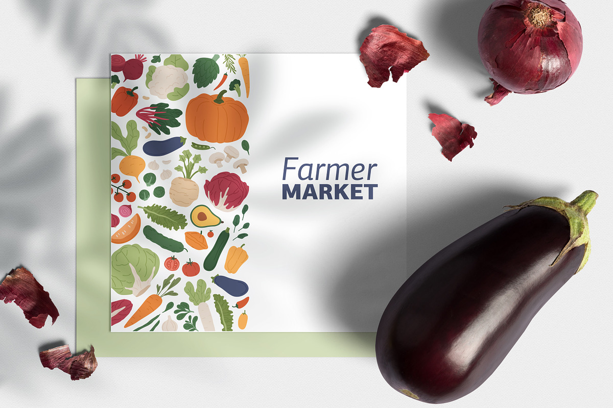 Vegetables background templates set, a Food Illustration by Good Studio (Photo 4 of 6)