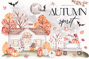 Watercolor Clipart Autumn Spirit, a Seasonal Illustration by SirenaArt (Thumbnail 1 of 8)
