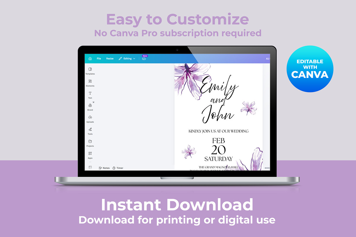 Wedding Invitation Canva Template, an Invitation Template by M9 Design (Photo 4 of 5)