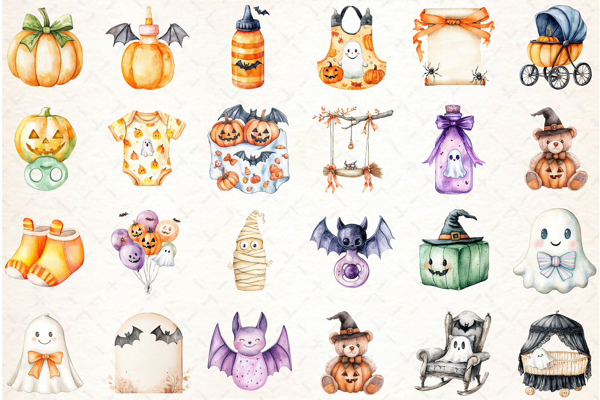 Halloween Baby Shower Clipart, an Illustration by Libby Wishes (Photo 2 of 7)