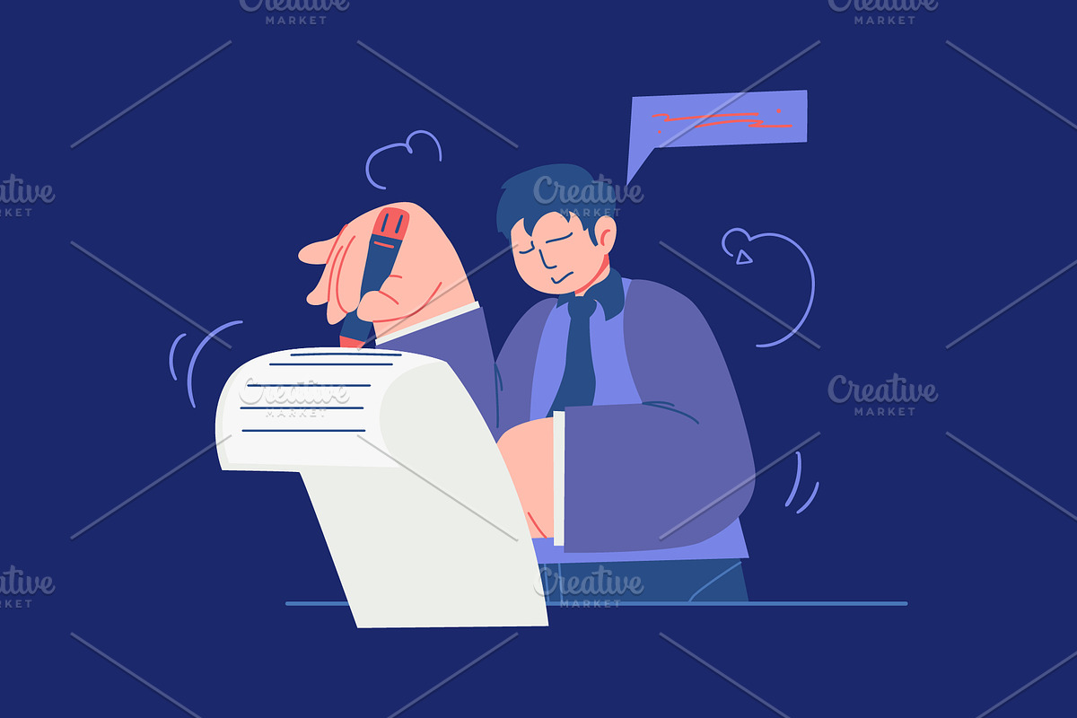 Businessman Filling Out Documents, a Finance Illustration by Ahmad_Studio