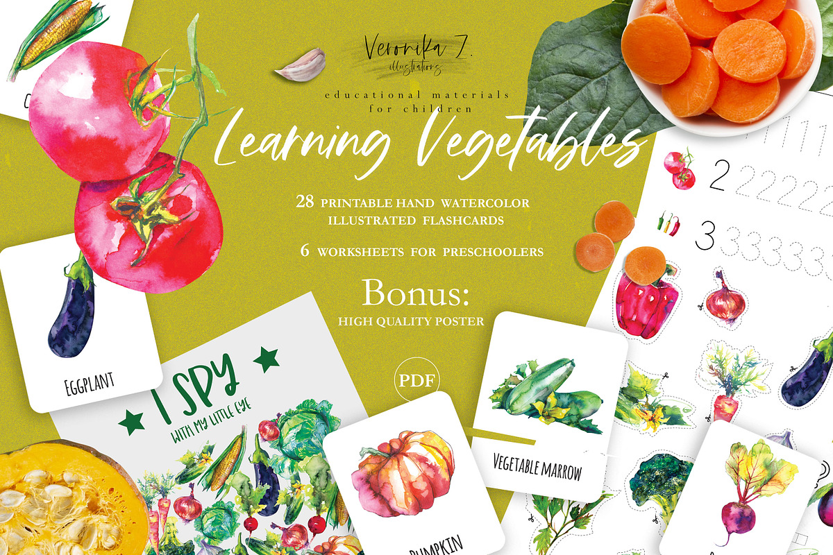 Vegetables activities for kids, a Food Illustration by ArtSpotVeronika (Photo 1 of 6)