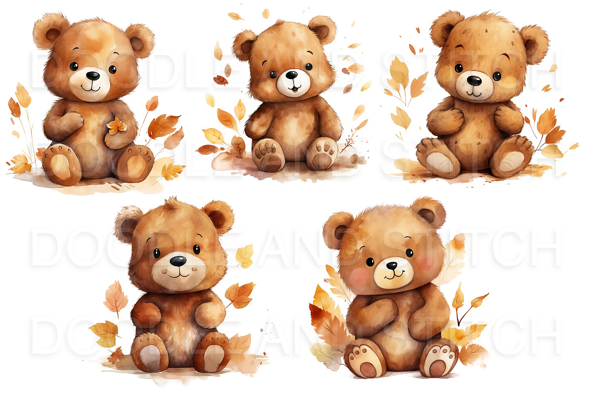Cute Watercolor Bear Illustrations, an Animal Illustration by Doodle and Stitch (Photo 3 of 3)