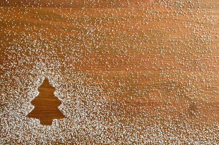 Christmas background with fir cookie drawn with icing sugar, a Holiday Photo by Davizro's Market