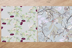 Light Grey Floral Seamless Vector