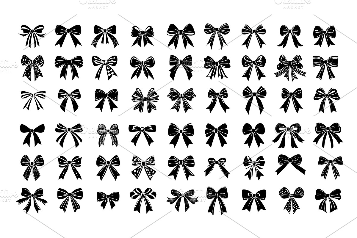 Wrapping decorative bows black icons, an Object Illustration by Valerie Bodnar
