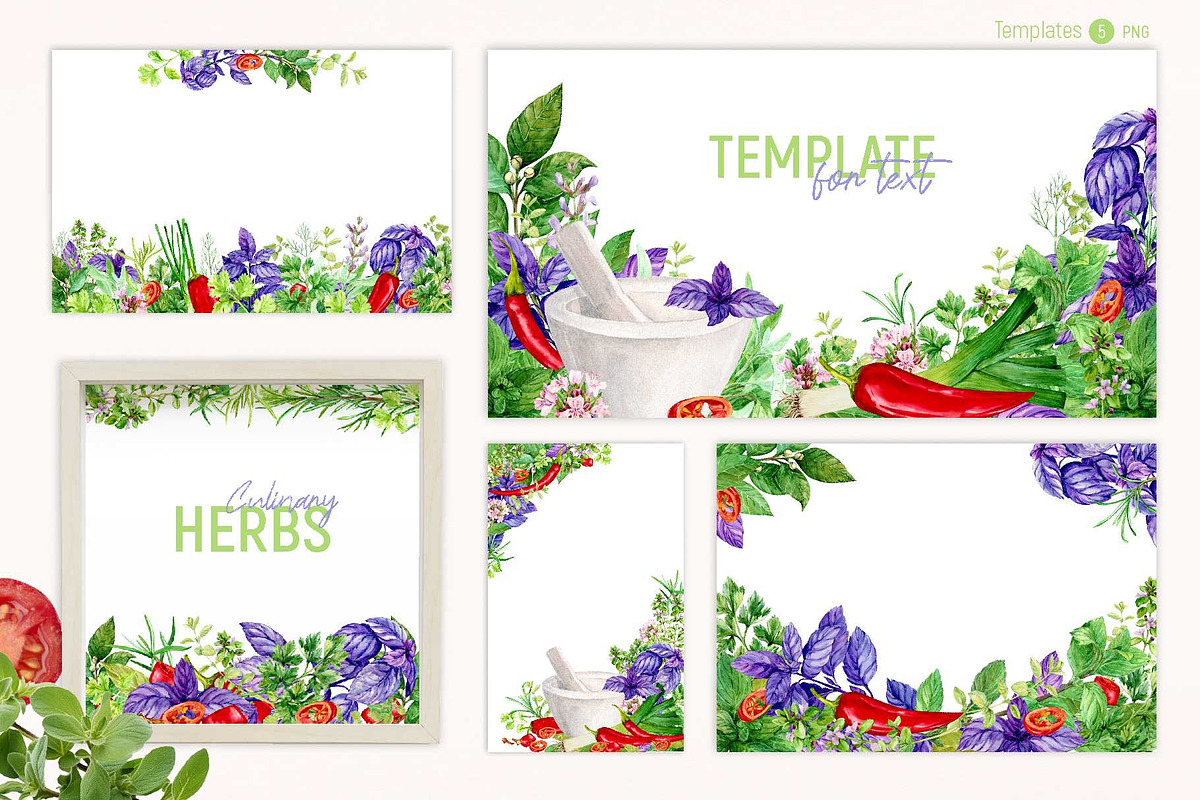 Culinary Herbs. Watercolor Set, a Food Illustration by Tata Pilip (Photo 9 of 14)