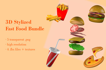3D Stylized Fast Food Bundle, a Food & Drink 3D Model by ZafiArts