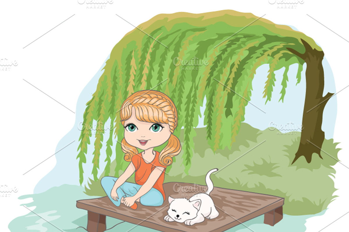 set with 32 cartoon girls-cute girls, an Animal Illustration by StudioLondon (Photo 6 of 33)