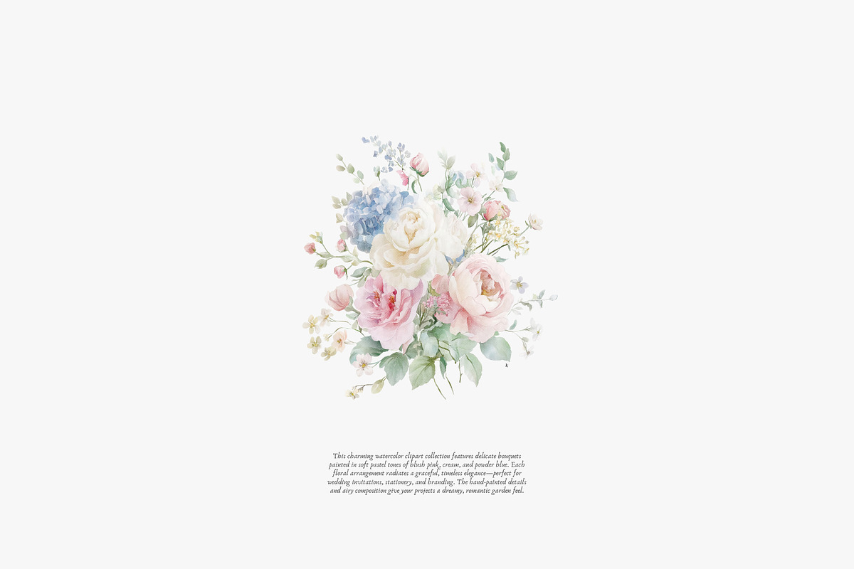 Romantic pastel floral clipart set, a Decorative Illustration by Patishop Art (Photo 7 of 9)