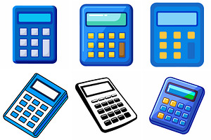 blue calculators in different styles, an Object Graphic by Billah Hub