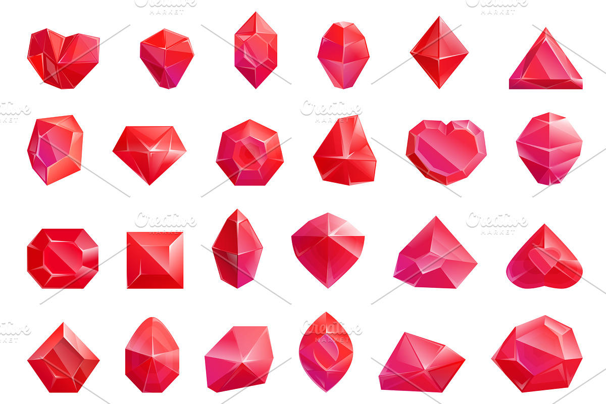 Ruby rock icons set cartoon vector, an Illustration by Ylivdesign