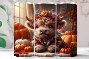 Floral Highland Cow Fall Tumbler, an Arts & Entertainment Photo by LamanAzalea