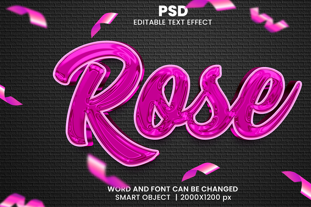 Rose 3d Editable Psd Text Effect, a Brushes & More by bdrobin (Photo 2 of 2)