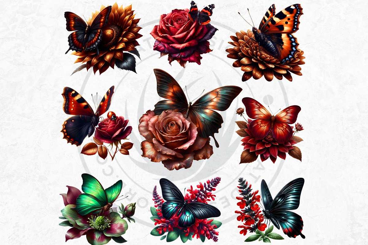 Autumn Butterfly and Flower Cliparts, an Animal Illustration by ThatsDesignArt (Photo 4 of 10)